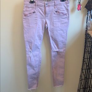 Pink hollister jeans with zippers